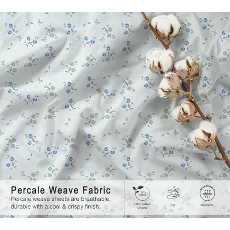 100% Cotton Organic Percale Sheets Size Crisp Cooling Bed Sheets for Hot Sleepers, Deep Pocket 15", Soft Peach Finish, Breathab