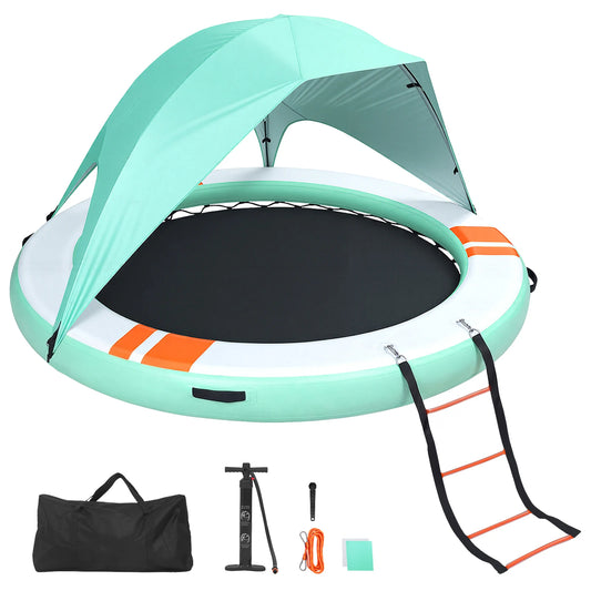 SucceBuy Inflatable Floating Dock Inflatable Dock Platform Non-Slip with Carrying Bag & Ladder Floating Platform Island Raft