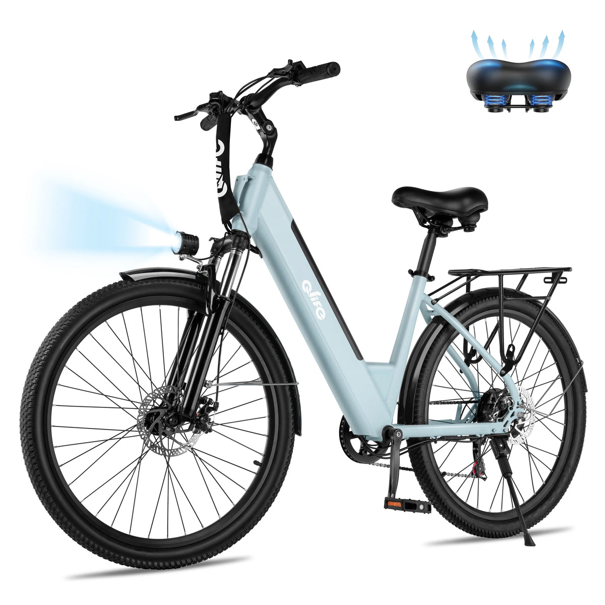 Qlife Cityone  St Electric Bike for Woman, Peak 1200W Motor 48V Battery, 25MPH 55 Miles, 26“ Step-Thru Electric Bicycle, 7-Speed Commute E-Bike