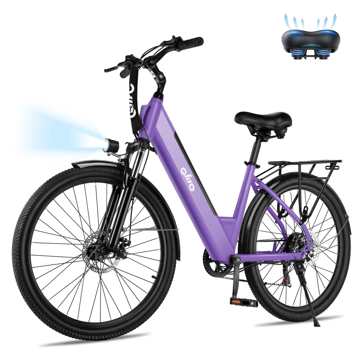 Qlife Cityone  St Electric Bike for Woman, Peak 1200W Motor 48V Battery, 25MPH 55 Miles, 26“ Step-Thru Electric Bicycle, 7-Speed Commute E-Bike