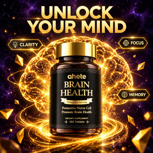 Ahete Brain Health Supplement 266mg - 6 Bottles Set with 120 Tablets， Support for Focus Memory Cognitive