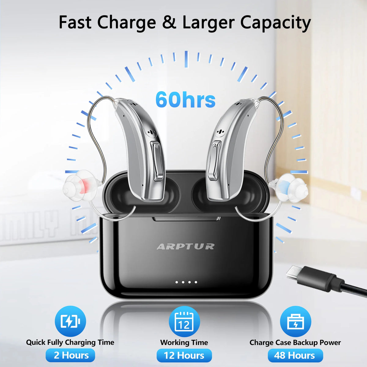 Hearing Aids for Seniors for Rechargeable Noise Cancelling APP Control 3-in-1 Function (Hearing Music Phone) 16 Channels