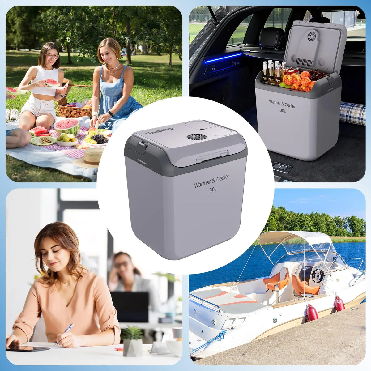 Portable Car Cooler and Warmer, 32QT (30L) Thermoelectric Plug-in Cooler, 12V DC/120V AC Electric Cooler for Car, SUV, RV, Truck, Camping, Travel, and Home Use