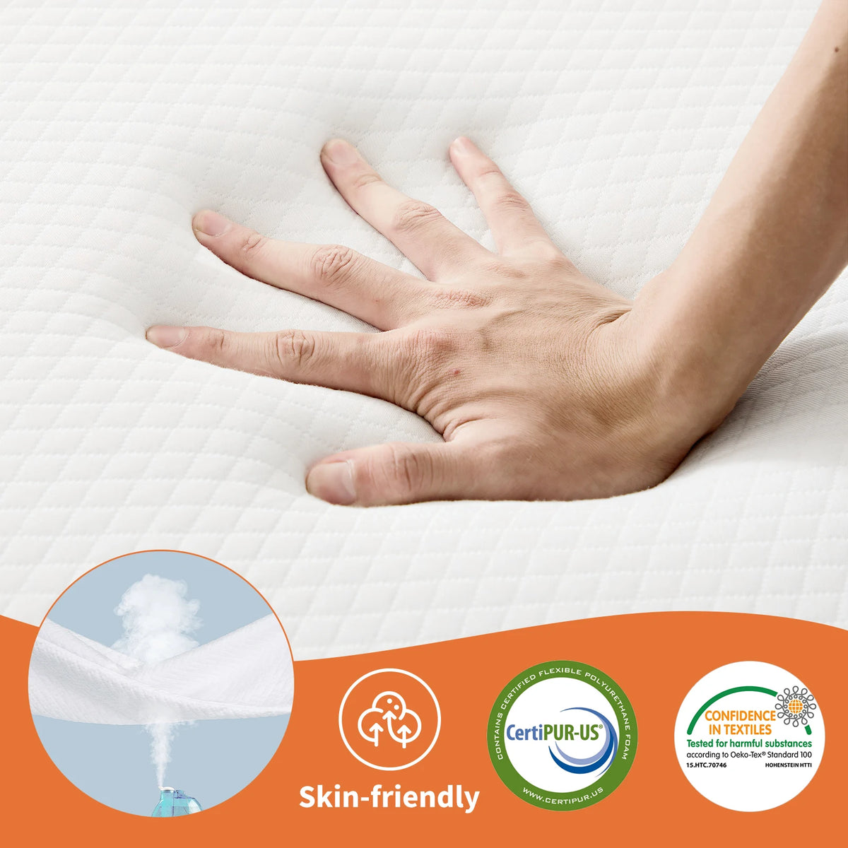MCQ Foldable Tri-fold Mattress 3 Inch Portable Soft Bed Pad Collapsible and Washable Cover with CertiPUR-US Certified for Home
