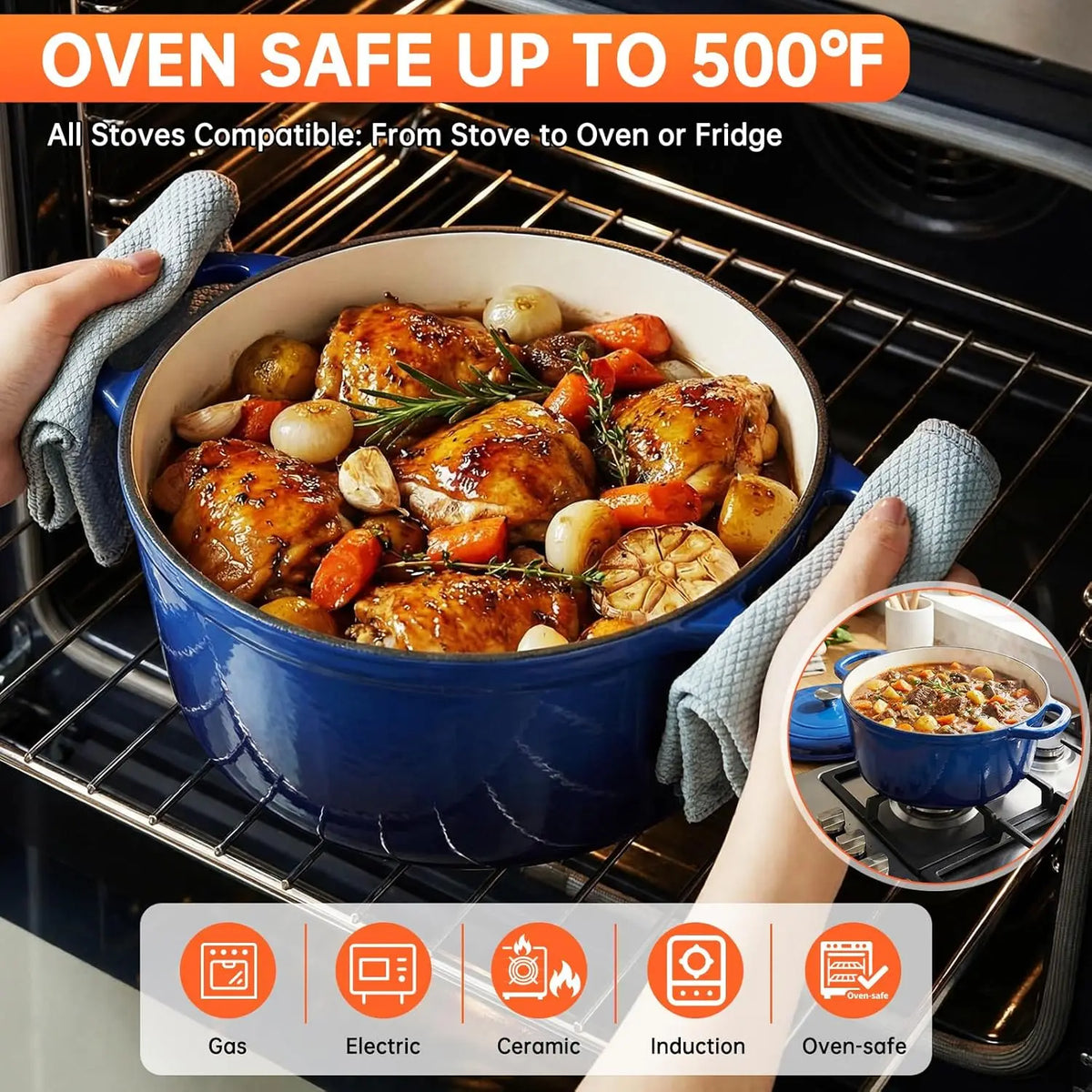 Nonstick Enameled Cast Iron Cookware Set, 7Pcs Pots and Pans Set, Gas/Induction Dutch Oven Set, PFOA & PFAS Free
