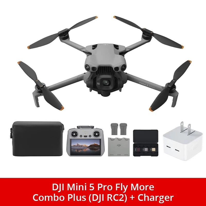 DJI Mini 5 Pro Fly More Combo Plus Drones With Camera Strobe Light & Charger & Cleaning Kit Mini Drones 4k Professional Omnidirectional Obstacle Sensing ActiveTrack