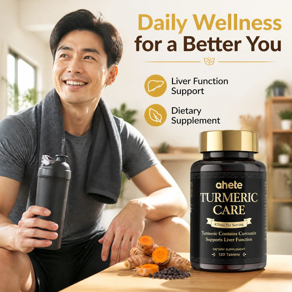 Support Liver Health with Ahete Turmeric Care - 420mg Turmeric & Black Pepper,