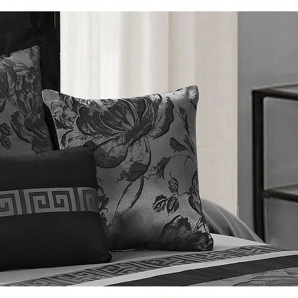 Piece Comforter Set Gray Jacquard Fabric Patchwork Bed In A Bag Soft Texture, Smooth, Good Drapability1 Comforter,2 Shams,2 Eur