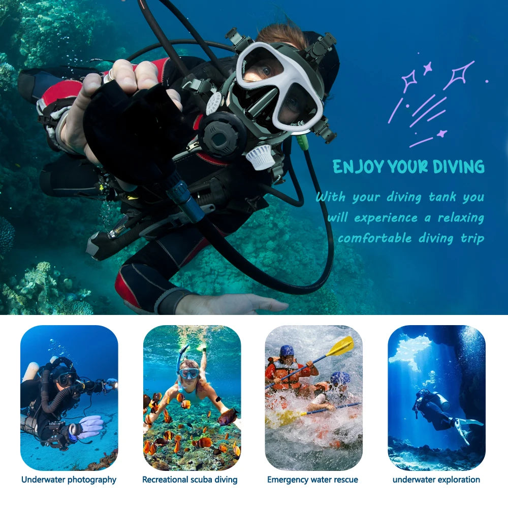 Full-Face Snorkel Mask with Silicone 180° Clear View No Cylinder Included Underwater Breathable Full Mask for Swimming and Diving