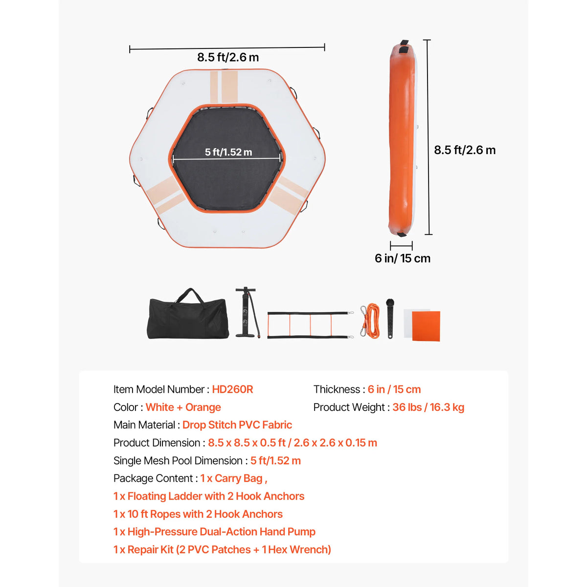 SucceBuy Inflatable Floating Dock Inflatable Dock Platform Non-Slip with Carrying Bag & Ladder Floating Platform Island Raft