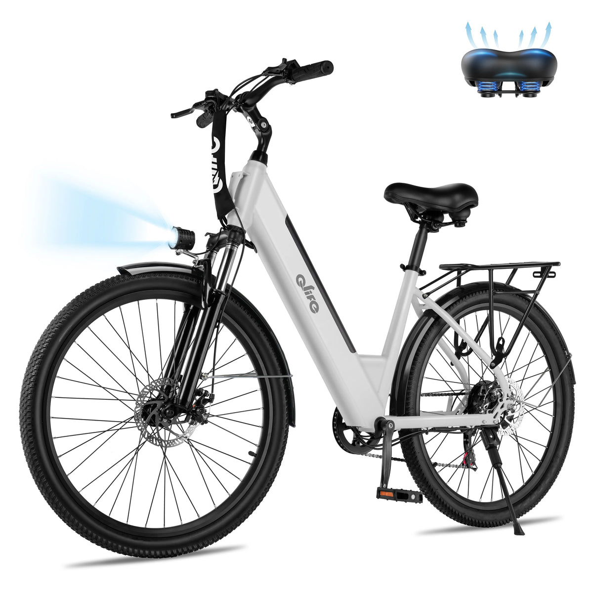 Qlife Cityone  St Electric Bike for Woman, Peak 1200W Motor 48V Battery, 25MPH 55 Miles, 26“ Step-Thru Electric Bicycle, 7-Speed Commute E-Bike