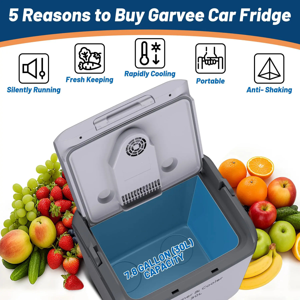 Portable Car Cooler and Warmer, 32QT (30L) Thermoelectric Plug-in Cooler, 12V DC/120V AC Electric Cooler for Car, SUV, RV, Truck, Camping, Travel, and Home Use