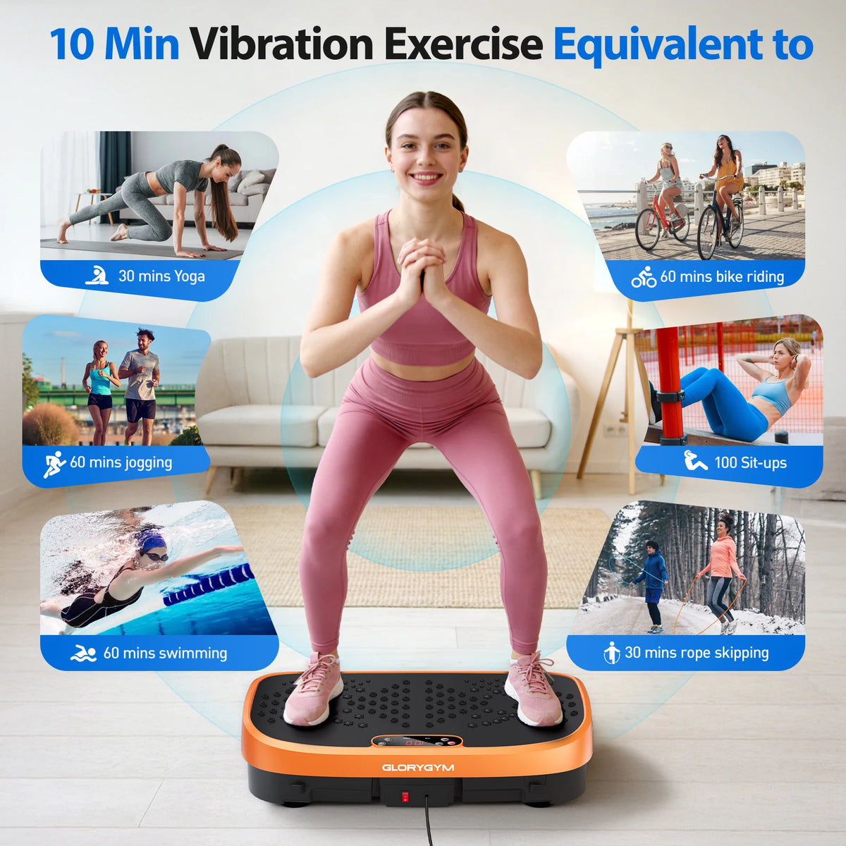 Vibration Plate Fat Burning Machine 120 Levels 330lbs Quiet Operation, Whole Body Workout Platform for Home Gym Balance Training