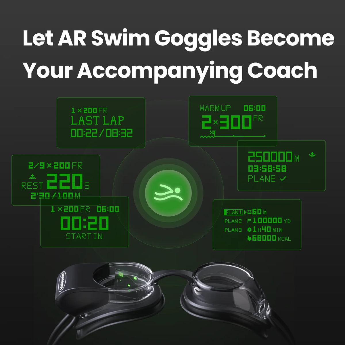 Holoswim 2S Smart Swim Goggles, Digital Real-time Data Display Smart AR Goggles with AI Data Analysis APP, No Subscription, TÜV Anti-Fog Lens, IP68 Waterproof Smart Glasses for Pool & Open Water