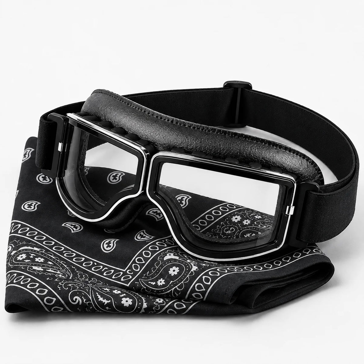 Skier's Goggles and Headband Set, Featuring Mirror-Polished Polycarbonate Lenses, TPU Frame, Leather Padding, and Adjustable Straps | Unisex