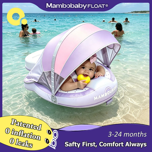 Mambobaby Float Feels Ultra-Secure Safe Air-Free Core ST:  Rainbow 3-24 Month B503-50-W-Z Air-Free Chest Float with Sunshade Canopy  Baby Swimming Ring Toddler Pool Float Infant Swim Circle Infant Fiber Ring 1Years Boy Girl