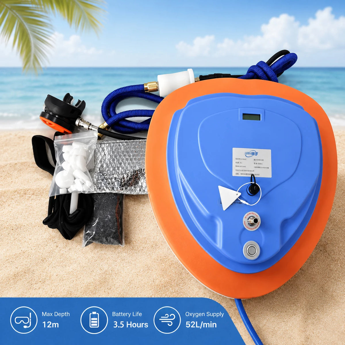 Free Shipping Rechargeable Portable Tankless Scuba Diving Ventilator Underwater 3.5Hours Working 12m Depth Waterproof Snorkeling Equipment Extreme Sports Outdoor Fishing Anti-tip Scuba Breathing System
