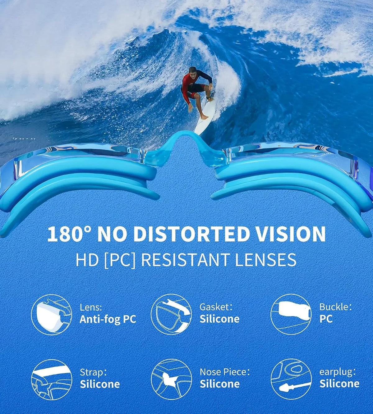 2 Pack Adult Swimming Goggles for Men Women, No Leak Anti‑Fog UV Protection Swim Goggles, HD Mirror PC Lens Wide Vision Eyewear, Pool Open Water Swimming Accessories, Water Sports Gear