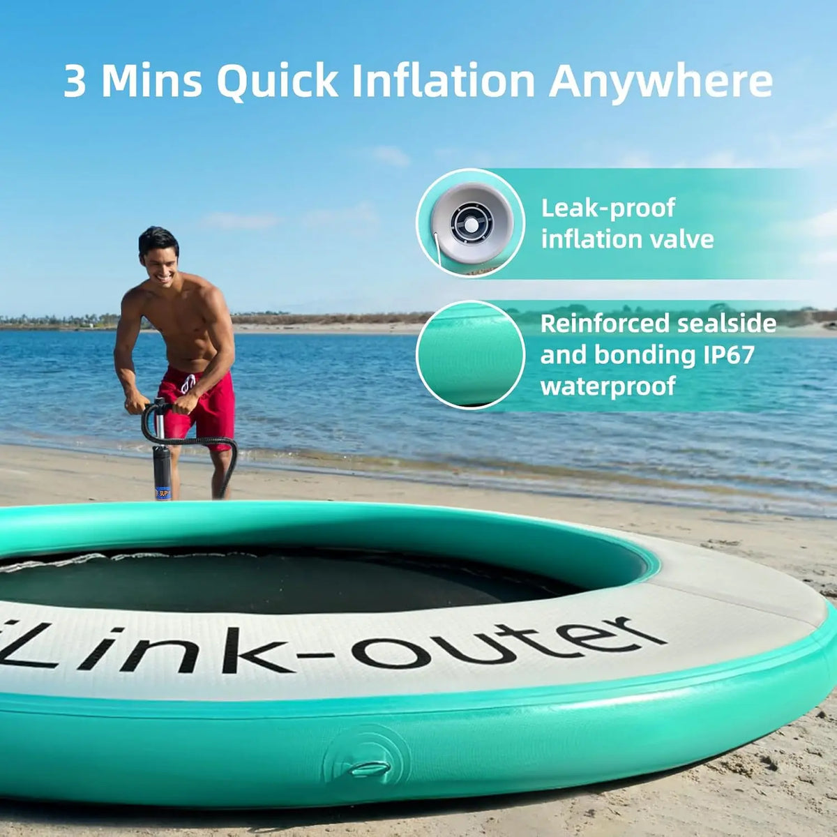 Round Floating Ring Inflatable Floating Water Hammock Round Floating Ring for Lakes, Inflatable Raft Platform for Pool and Lake