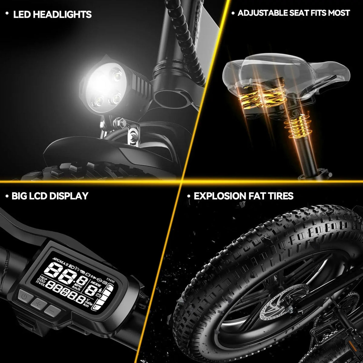 Cybervelo 1000W Electric Bike for Adults 48V 20.8Ah Battery Foldable 20 Inch Fat Tire Urban Commuting Mars700 Large Removable