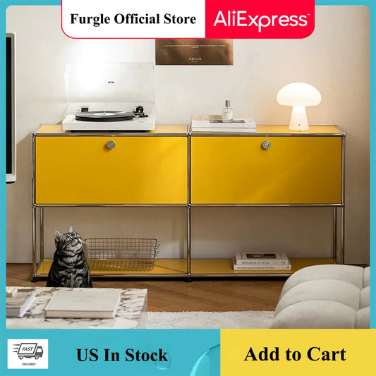 Modern Modular Metal Storage Cabinet Freestanding Sideboard Display Organizer For Living Room Bedroom Entryway Home Furniture