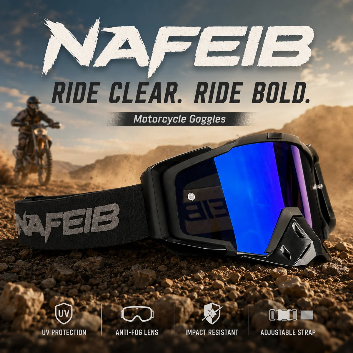 Motorcycle Goggles & Face Mask Set, Windproof Dustproof Riding Eyewear with Breathable Face Cover for ATV Dirt Bike Motocross Off-Road Cycling Outdoor Sports
