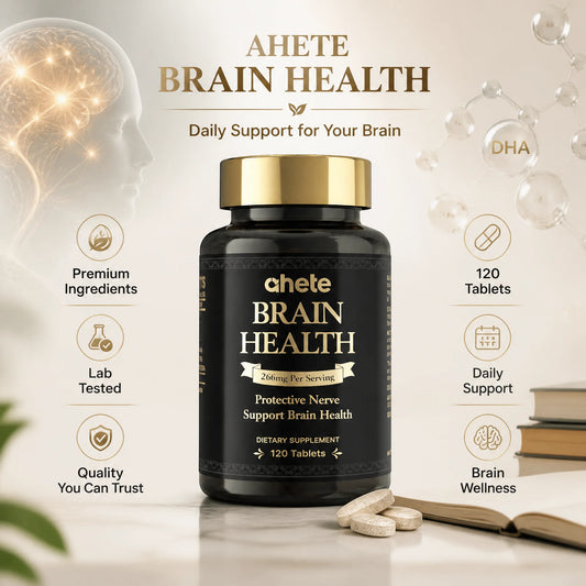 Ahete Brain Health Supplement 7 Bottles Set 266mg Tablets Each with DHA Magnesium B12 for Long Term Cognitive Clarity Support
