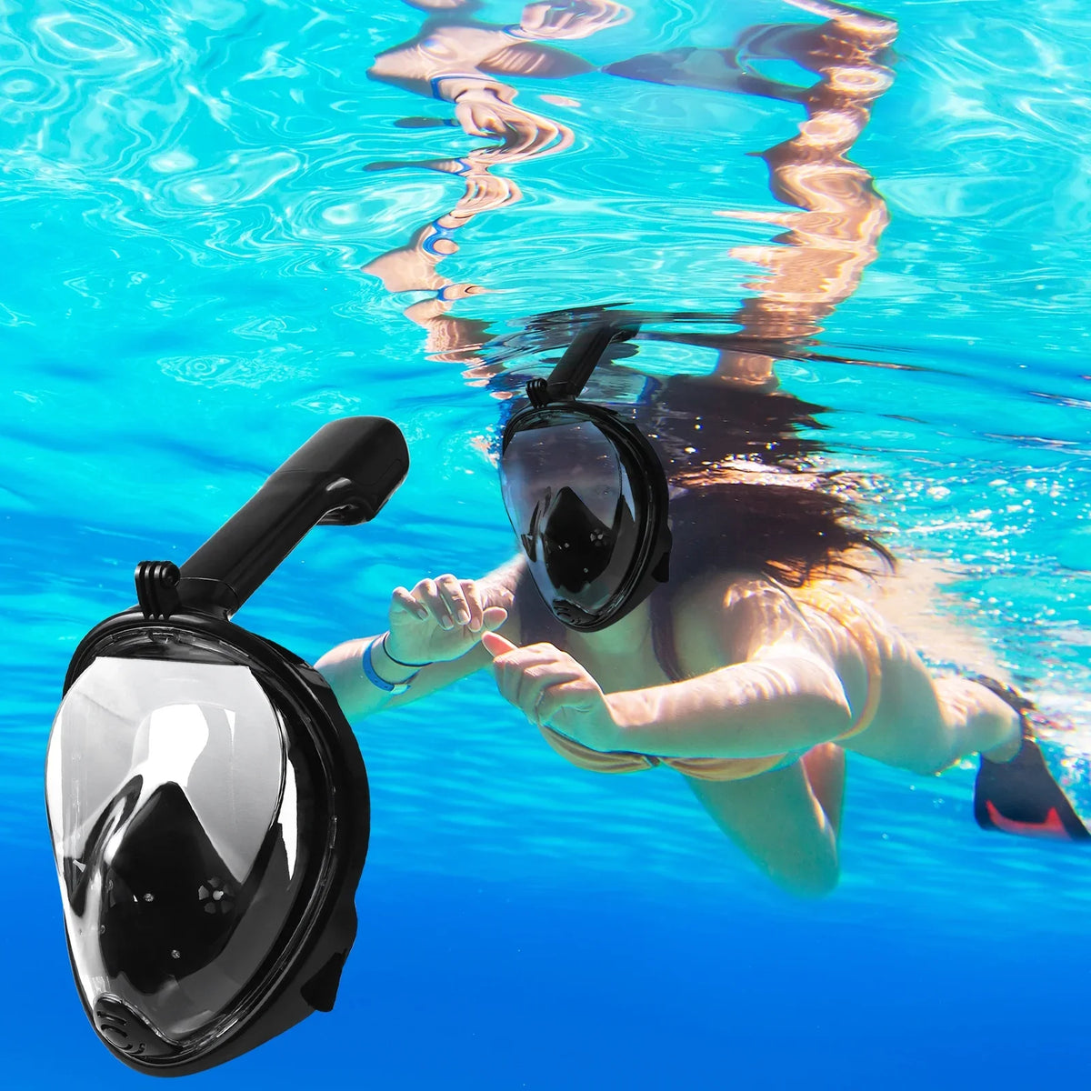 1 Set Full Face Scuba Diving Mask Anti Fog Goggles With Camera Mount Underwater Wide View Snorkel Swimming Mask Snorkling Set