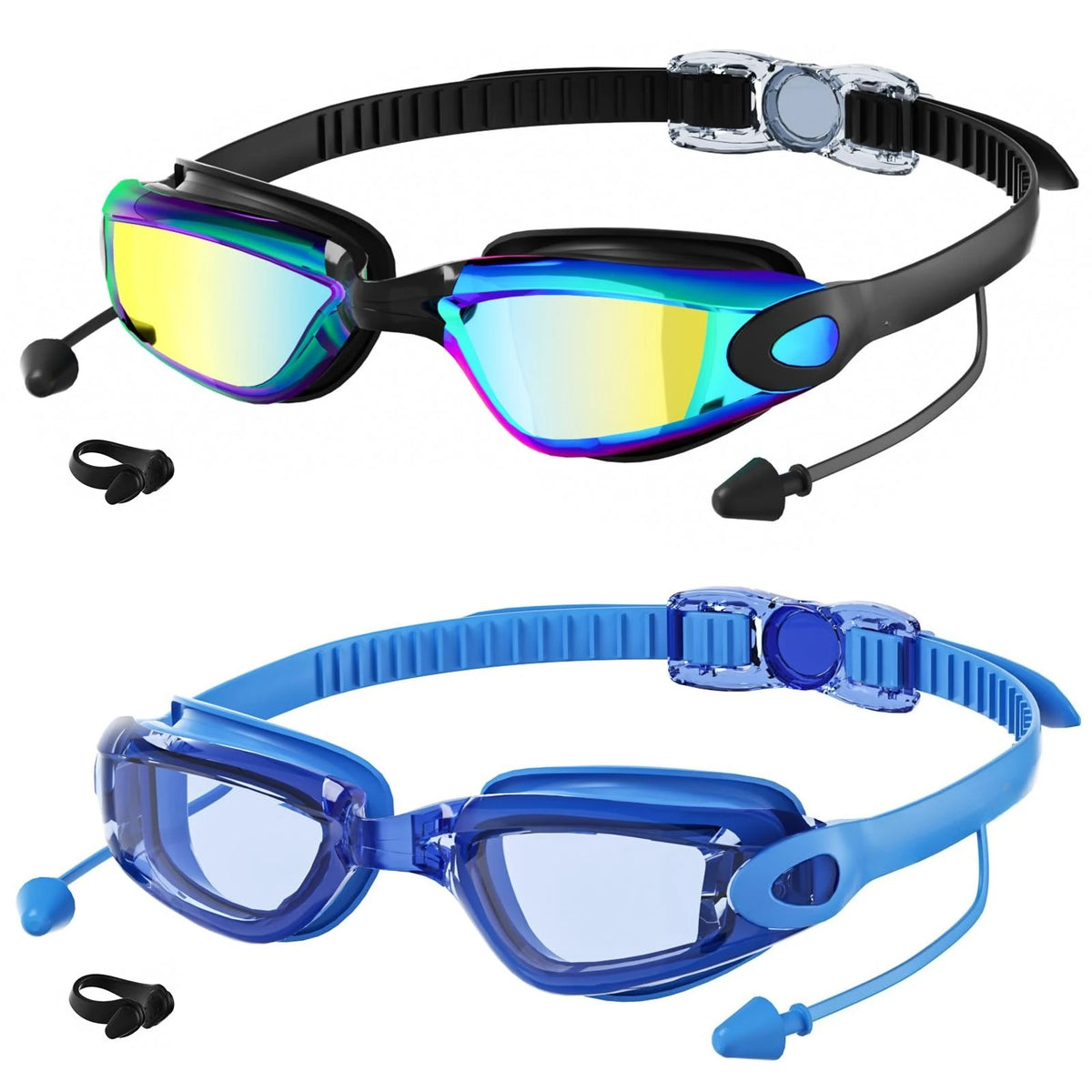 2 Pack Adult Swimming Goggles for Men Women, No Leak Anti‑Fog UV Protection Swim Goggles, HD Mirror PC Lens Wide Vision Eyewear, Pool Open Water Swimming Accessories, Water Sports Gear