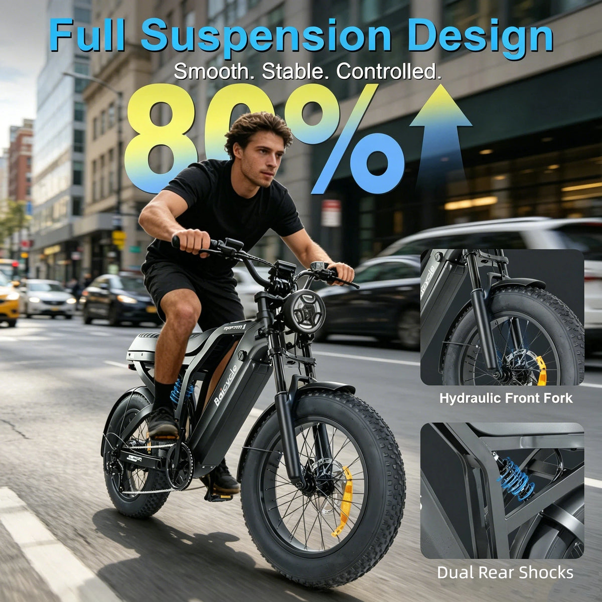 Electric Bike for Adults 3000W, 52V 31.5Ah Battery, Up to 50 Miles Range, 5 Riding Modes, Dual Disc Brakes, High Power Electric Bicycle for Commuting & Outdoor Riding