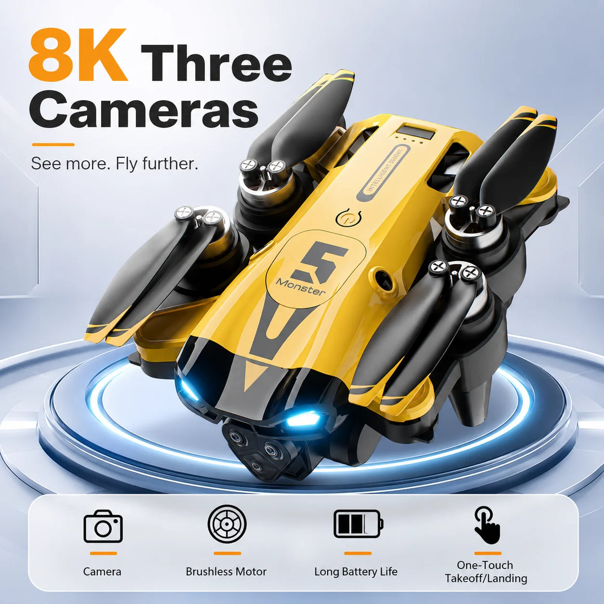 RC Drone Optical Flow Hover Smart Follow Waypoint Trajectory Flight One Key Takeoff Landing Return 360° Roll Headless Mode Outdoor Flying Drone