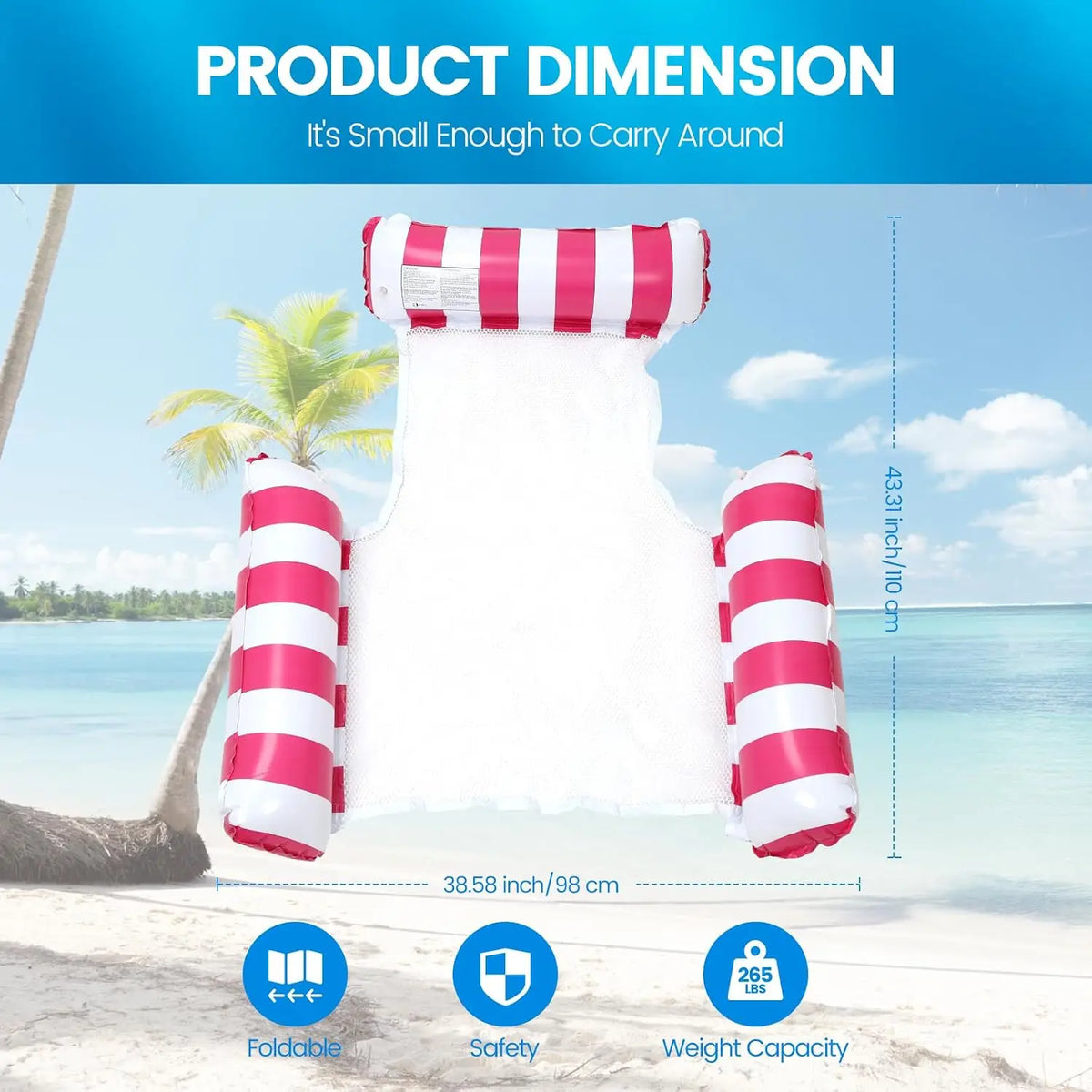 2 Pack Inflatable Pool Floats Adult 4-in-1 Pool Hammock with Bottom Mesh 3 Tubes Inflatable Hammock for Adults,Portable Floating Chair Bed for Travel, Swimming Pool Hot Tub