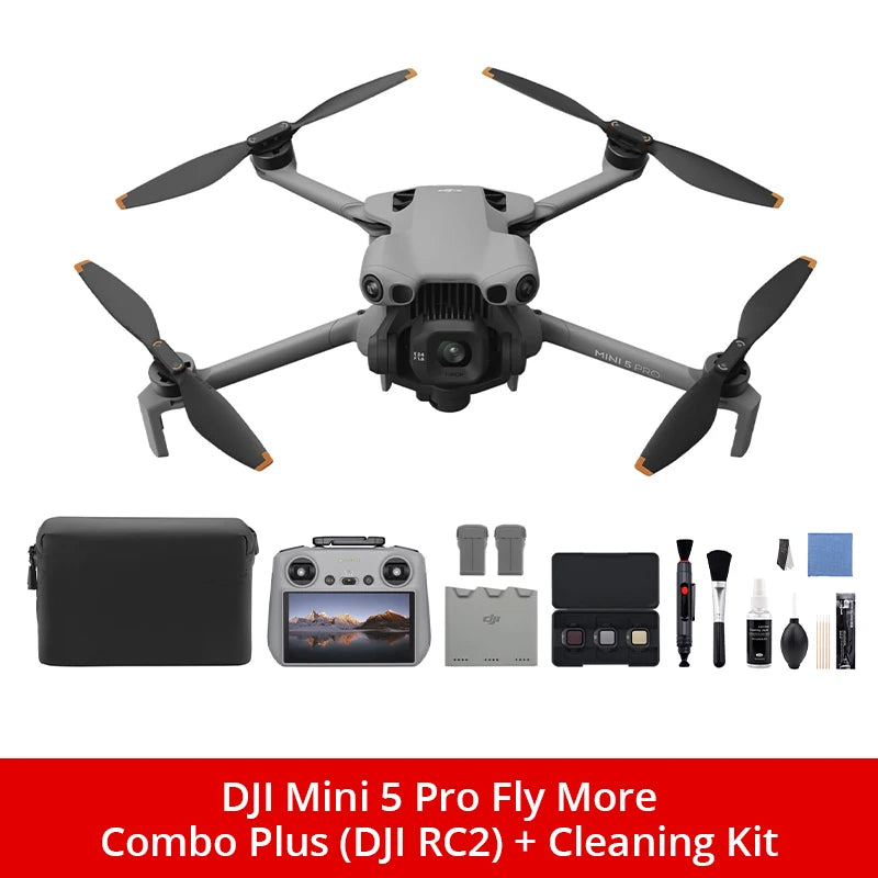 DJI Mini 5 Pro Fly More Combo Plus Drones With Camera Strobe Light & Charger & Cleaning Kit Mini Drones 4k Professional Omnidirectional Obstacle Sensing ActiveTrack