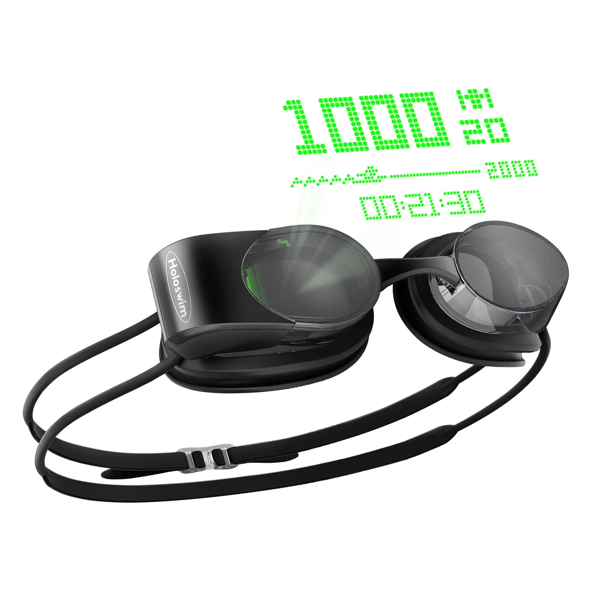 Holoswim 2S Smart Swim Goggles, Digital Real-time Data Display Smart AR Goggles with AI Data Analysis APP, No Subscription, TÜV Anti-Fog Lens, IP68 Waterproof Smart Glasses for Pool & Open Water