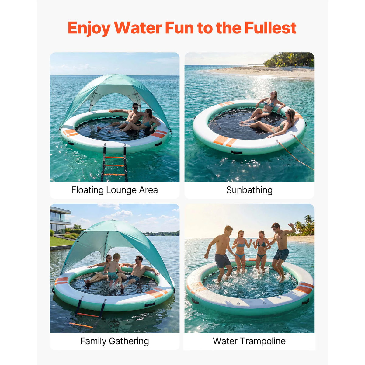 SucceBuy Inflatable Floating Dock Inflatable Dock Platform Non-Slip with Carrying Bag & Ladder Floating Platform Island Raft