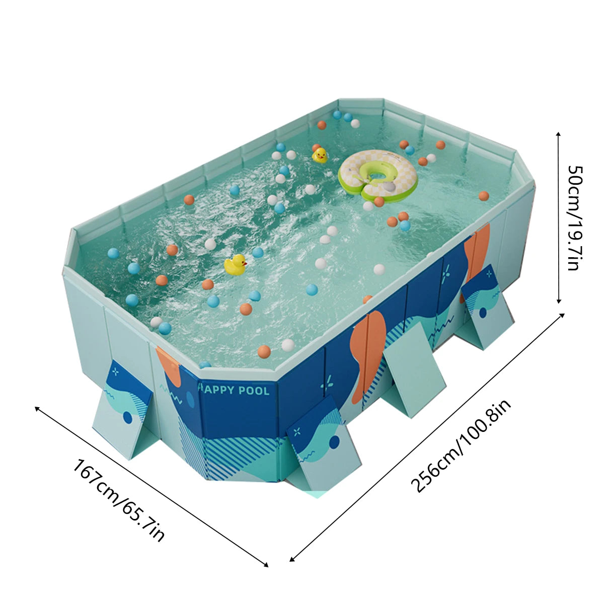 Available in 2.6m or 3m Size Foldable Large Rectangular Family Swimming Pool-Large Inflatable Pools Easy Setup Outdoor Above Ground Pool for Adults Kids Dogs Outdoor Garden Can hold sand,toys