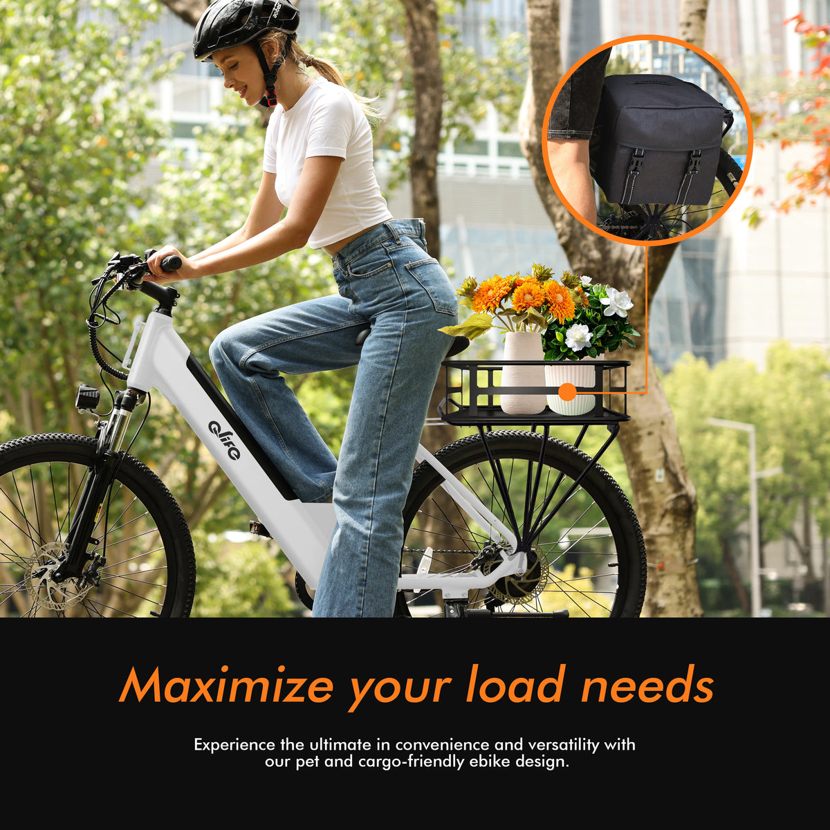 Qlife Cityone  St Electric Bike for Woman, Peak 1200W Motor 48V Battery, 25MPH 55 Miles, 26“ Step-Thru Electric Bicycle, 7-Speed Commute E-Bike