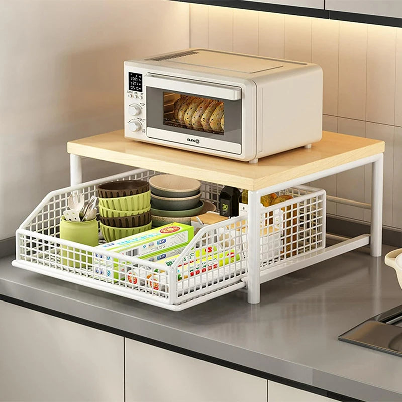 Kitchen Countertop Organizer – Multi-Use Shelf for Microwave, Spices, Coffee Machine & Printer