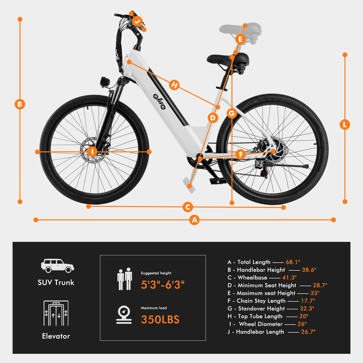 Qlife Cityone  St Electric Bike for Woman, Peak 1200W Motor 48V Battery, 25MPH 55 Miles, 26“ Step-Thru Electric Bicycle, 7-Speed Commute E-Bike