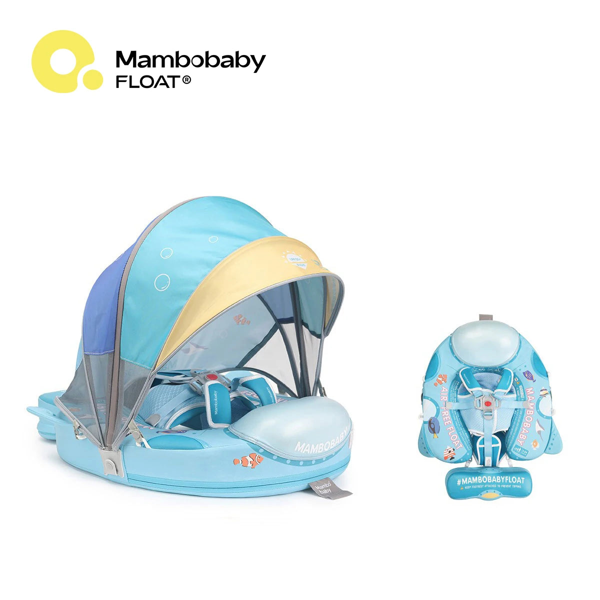 Mambobaby Float Safe Solid Core Safe Harness Technology ST:  Sea 3-24 Month B503-95-W-Z Air-Free Chest Float with Sunshade Canopy  Baby Swim Ring Toddler Pool Float Infant Water Ring Infant Swimming Float 1Years Boy Girl