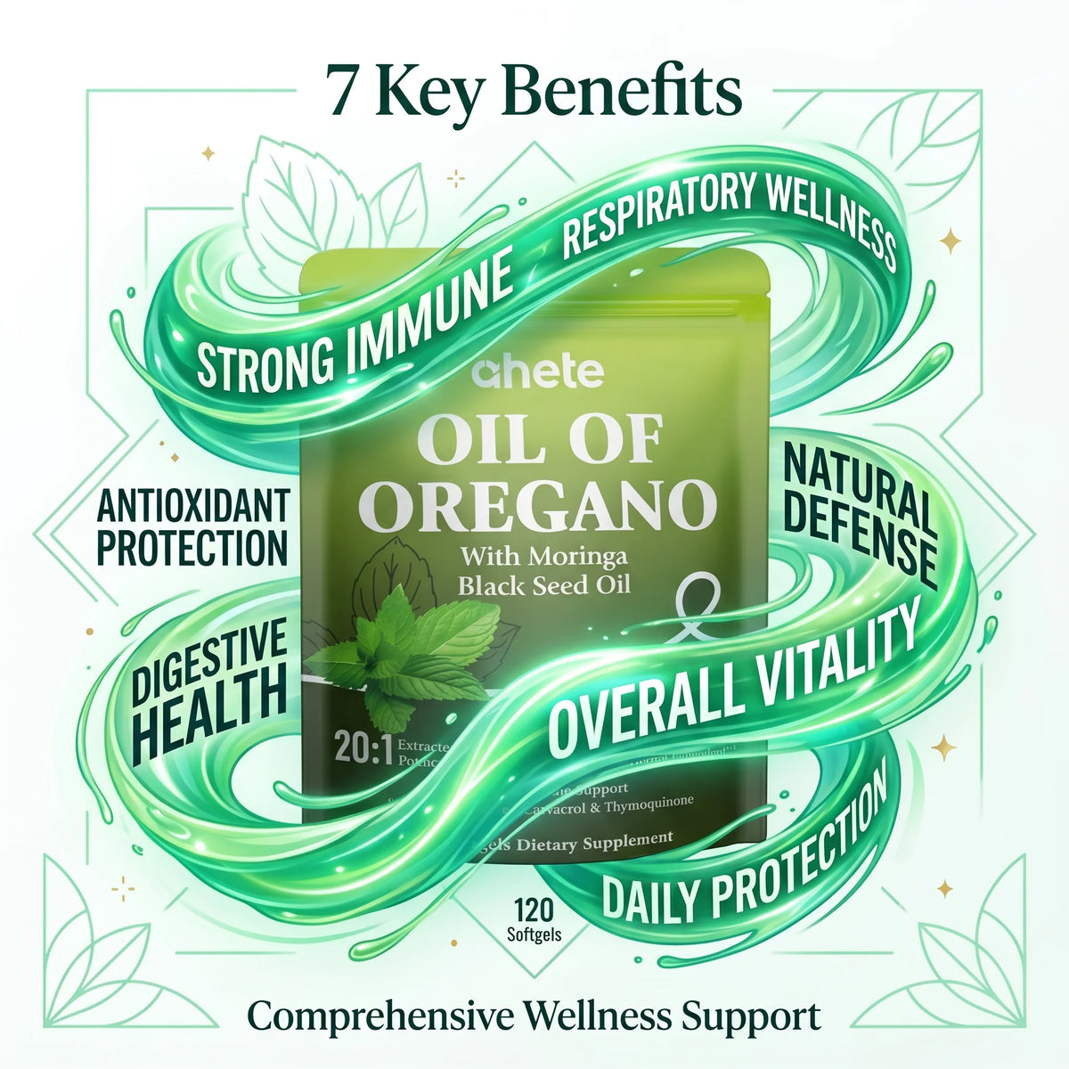 Ahete Oregano Oil Softgels, Black Seed Oil, Moringa, Garlic Oil D3 | Natural Immunity, Gut Health & Respiratory Care
