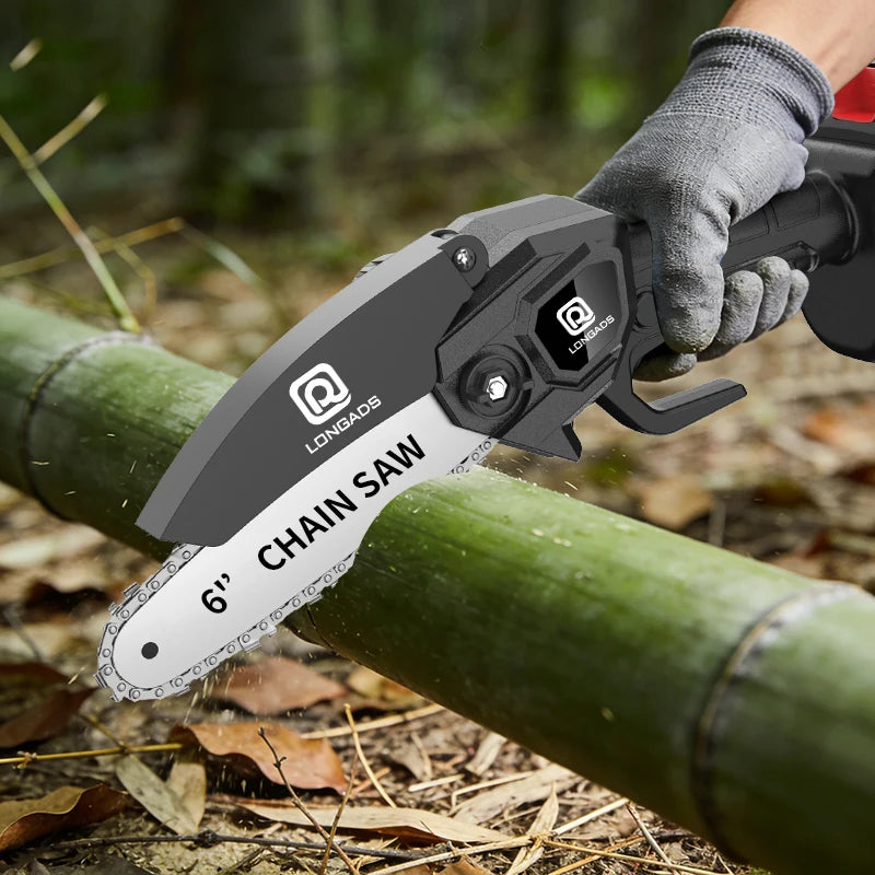 6-Inch Mini Chainsaw, Adjustable Chain, Safety Lock, Equipped with Rechargeable Battery, Chain And Storage Box, Suitable for Quick Pruning of Tree Branches in Homes And Gardens, Men'S Pruning Gift Fallen Tree Removal