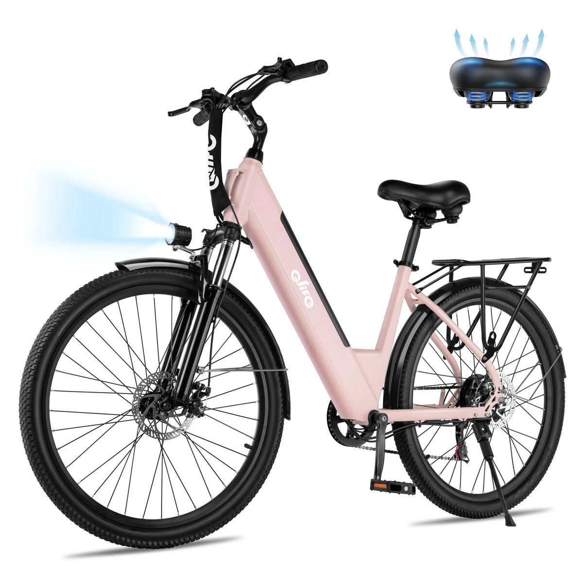Qlife Cityone  St Electric Bike for Woman, Peak 1200W Motor 48V Battery, 25MPH 55 Miles, 26“ Step-Thru Electric Bicycle, 7-Speed Commute E-Bike
