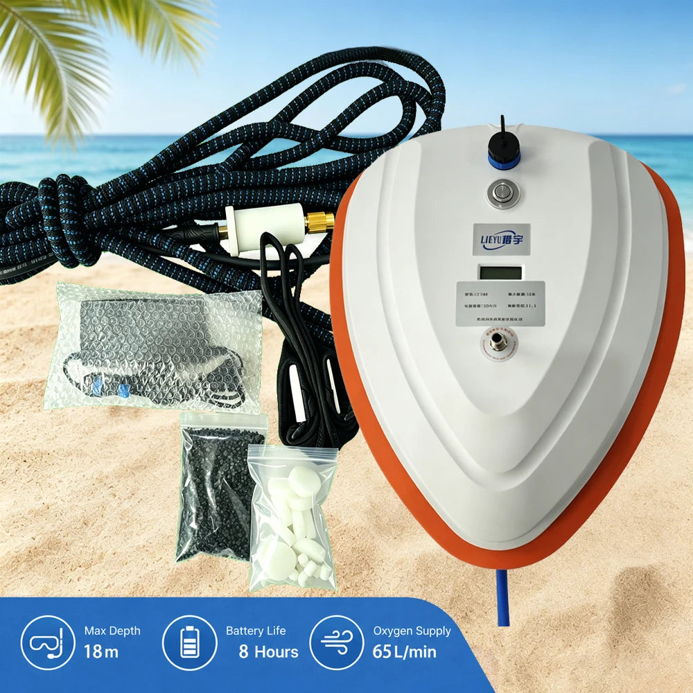 Free Shipping Rechargeable Portable Tankless Scuba Diving Ventilator Underwater 3.5Hours Working 12m Depth Waterproof Snorkeling Equipment Extreme Sports Outdoor Fishing Anti-tip Scuba Breathing System