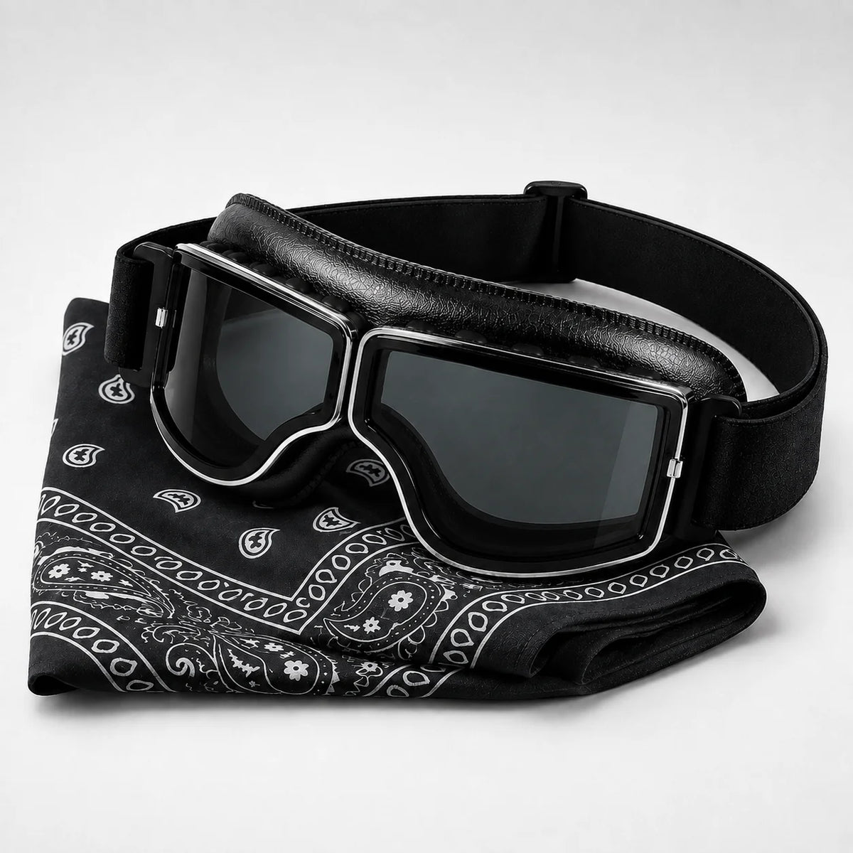 Skier's Goggles and Headband Set, Featuring Mirror-Polished Polycarbonate Lenses, TPU Frame, Leather Padding, and Adjustable Straps | Unisex