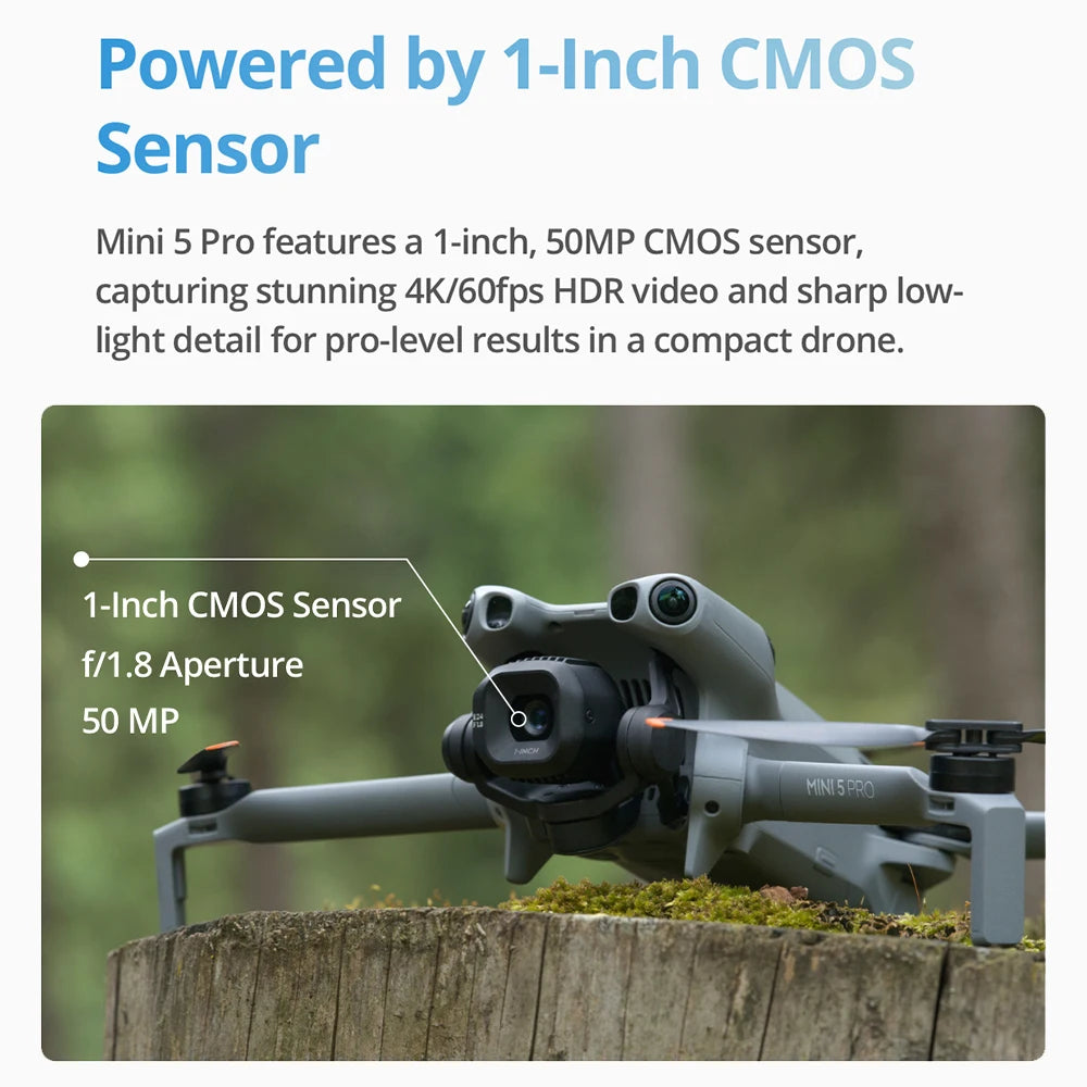 DJI Mini 5 Pro Fly More Combo Plus Drones With Camera Strobe Light & Charger & Cleaning Kit Mini Drones 4k Professional Omnidirectional Obstacle Sensing ActiveTrack