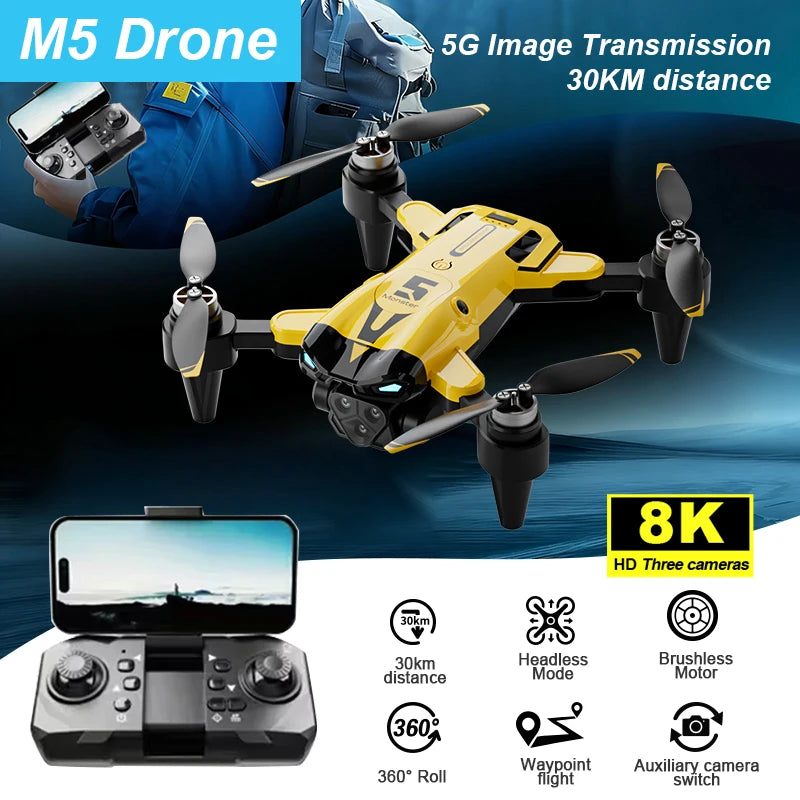 RC Drone Optical Flow Hover Smart Follow Waypoint Trajectory Flight One Key Takeoff Landing Return 360° Roll Headless Mode Outdoor Flying Drone