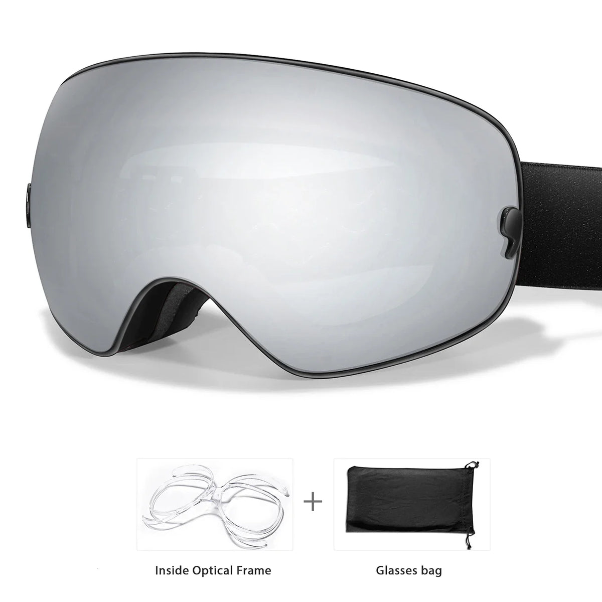Winter Outdoor SKI Goggles Men And Women Teen, Free Optical Frame and Bag, UV400 Anti-Fog Snowboard Eyewear, Charistmas Gifts